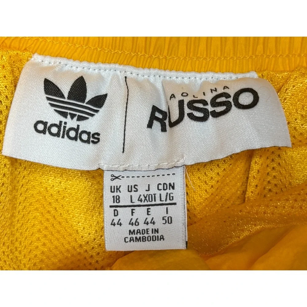 Adidas Paolina Russo Women's Yellow Buckle‎ Waist Windbreaker Track Pants Size L